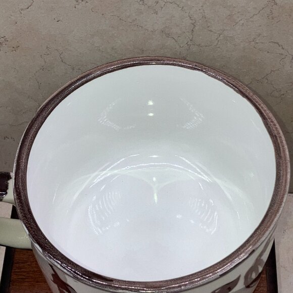 RARE Vintage Japan Ceramic Vegetable Theme Oversize Soup Bowl Mug Brown Glaze - Picture 7 of 9